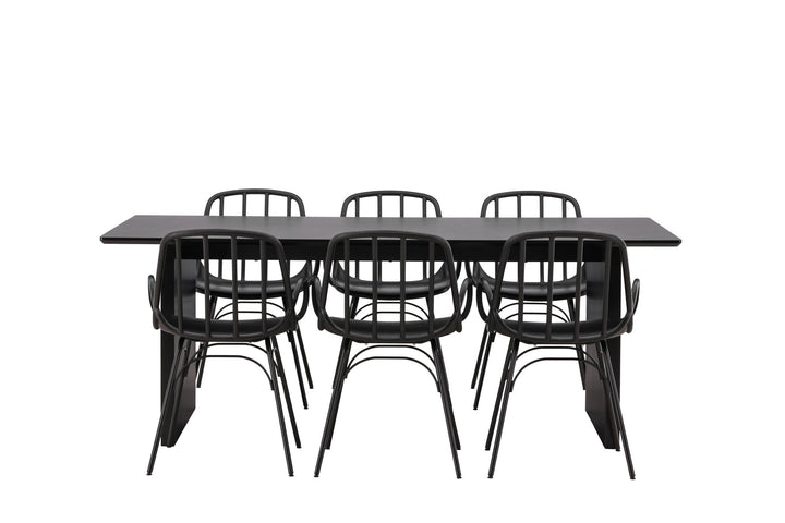 Venture Home Vail Dining Table - Black / Smoked Black MDF +Dyrön Dining Chair - Black Polypropylene _6