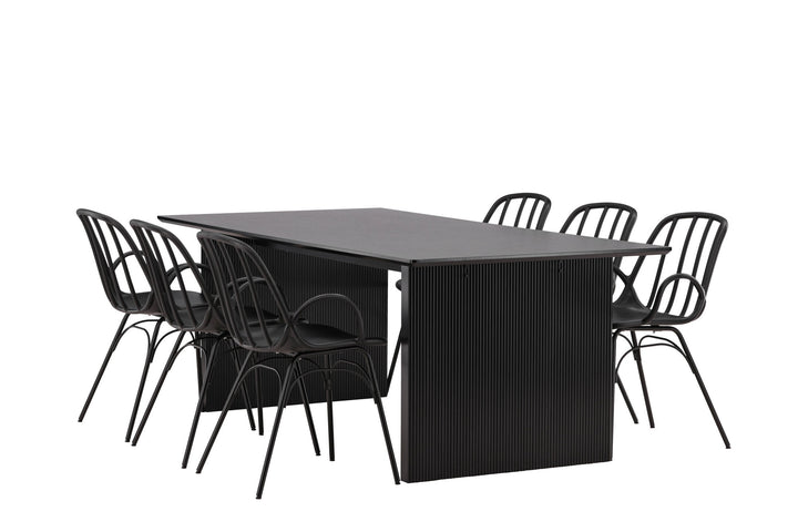 Venture Home Vail Dining Table - Black / Smoked Black MDF +Dyrön Dining Chair - Black Polypropylene _6