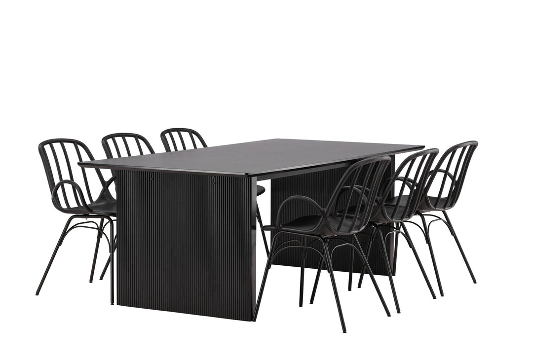 Venture Home Vail Dining Table - Black / Smoked Black MDF +Dyrön Dining Chair - Black Polypropylene _6