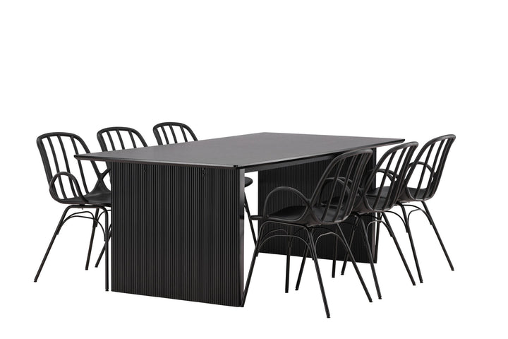 Venture Home Vail Dining Table - Black / Smoked Black MDF +Dyrön Dining Chair - Black Polypropylene _6