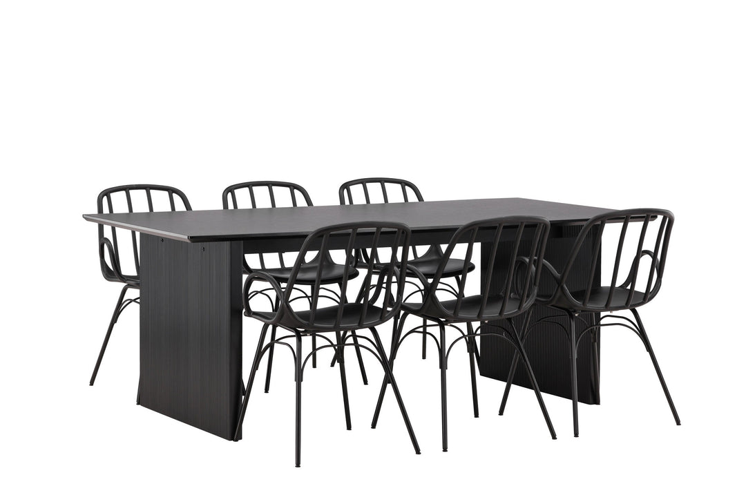 Venture Home Vail Dining Table - Black / Smoked Black MDF +Dyrön Dining Chair - Black Polypropylene _6