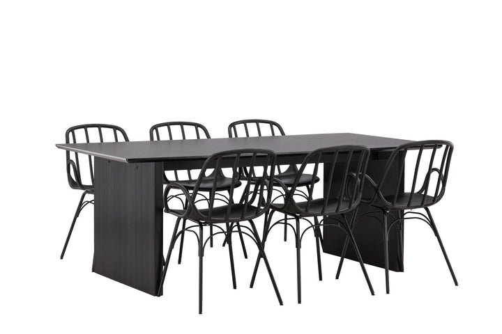 Venture Home Vail Dining Table - Black / Smoked Black MDF +Dyrön Dining Chair - Black Polypropylene _6