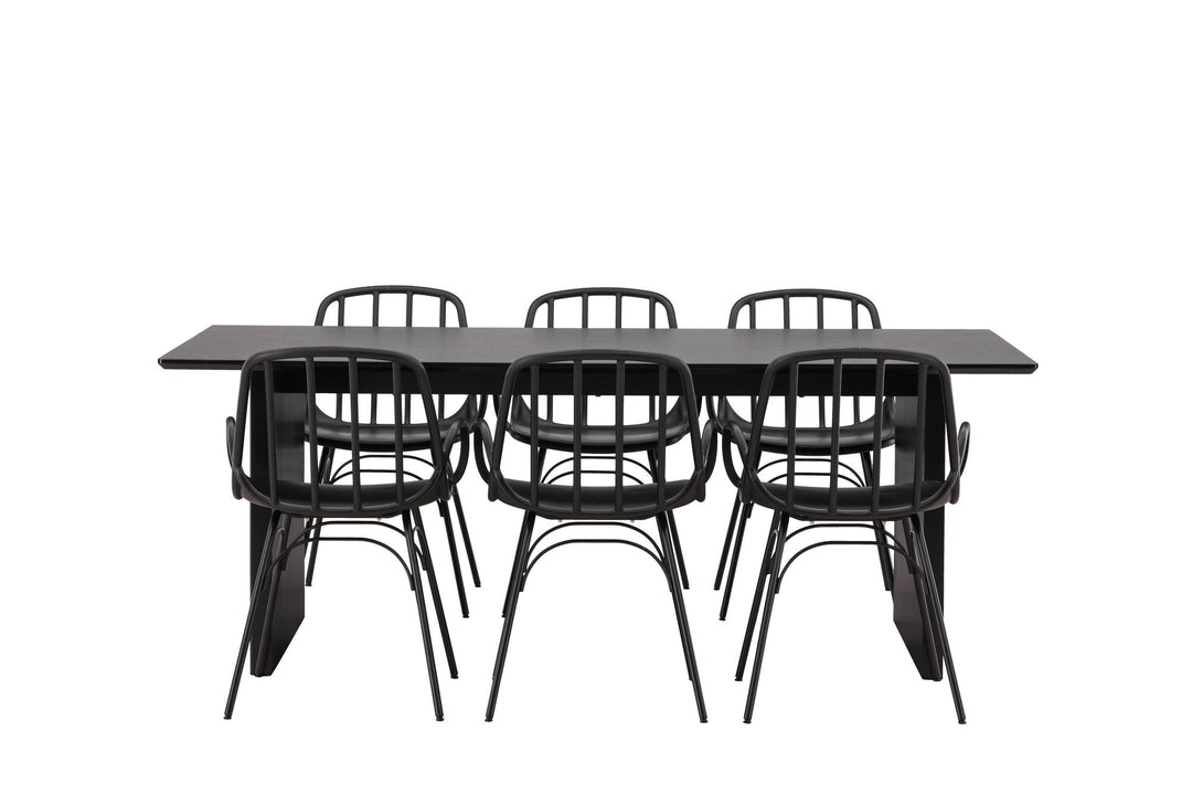 Venture Home Vail Dining Table - Black / Smoked Black MDF +Dyrön Dining Chair - Black Polypropylene _6
