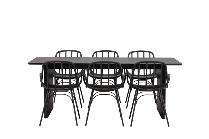 Venture Home Vail Dining Table - Black / Smoked Black MDF +Dyrön Dining Chair - Black Polypropylene _6