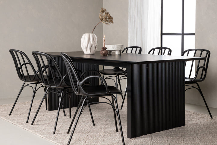 Venture Home Vail Dining Table - Black / Smoked Black MDF +Dyrön Dining Chair - Black Polypropylene _6