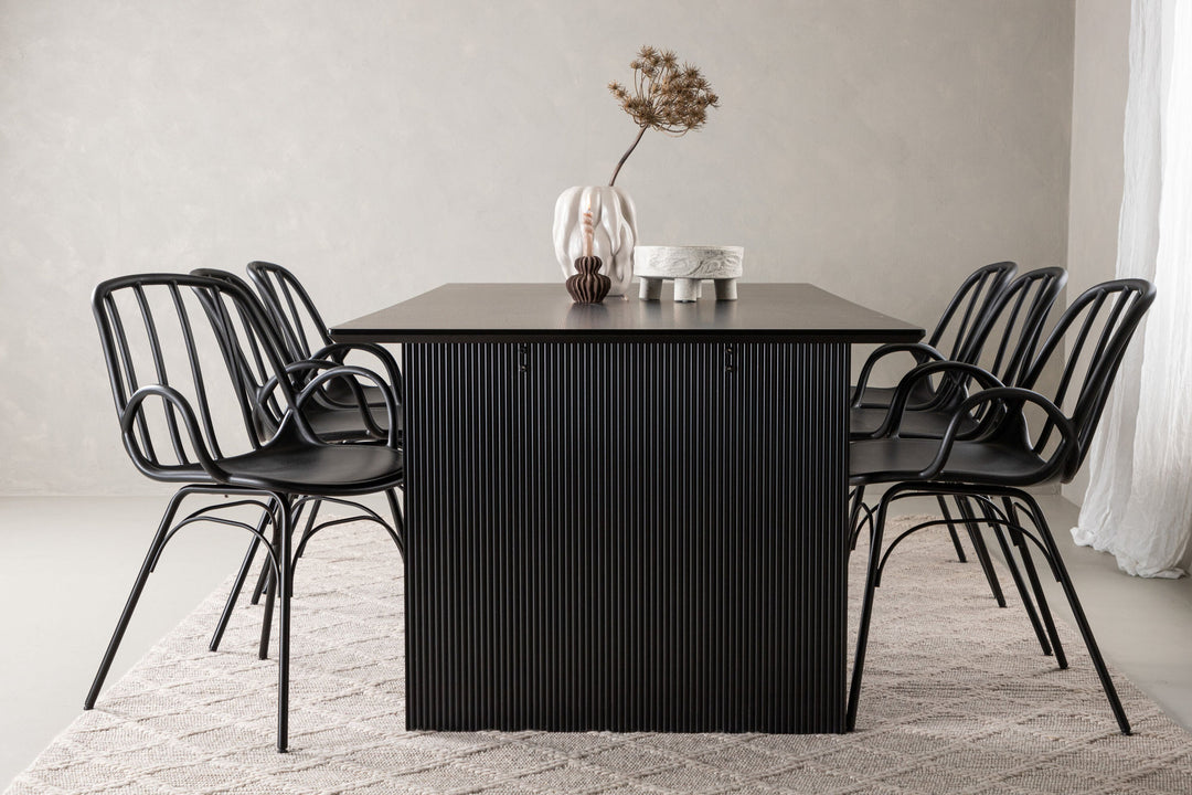 Venture Home Vail Dining Table - Black / Smoked Black MDF +Dyrön Dining Chair - Black Polypropylene _6