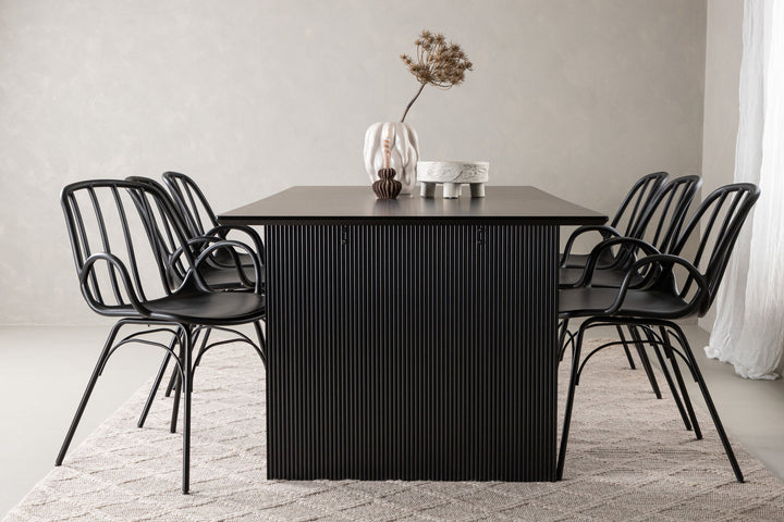 Venture Home Vail Dining Table - Black / Smoked Black MDF +Dyrön Dining Chair - Black Polypropylene _6