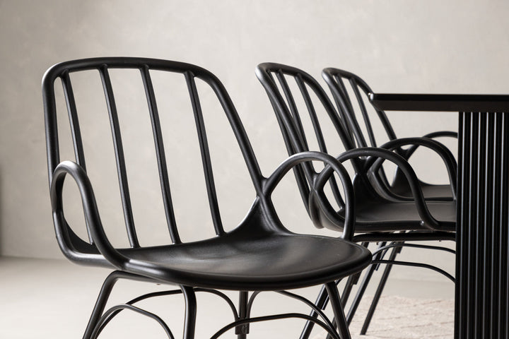 Venture Home Vail Dining Table - Black / Smoked Black MDF +Dyrön Dining Chair - Black Polypropylene _6