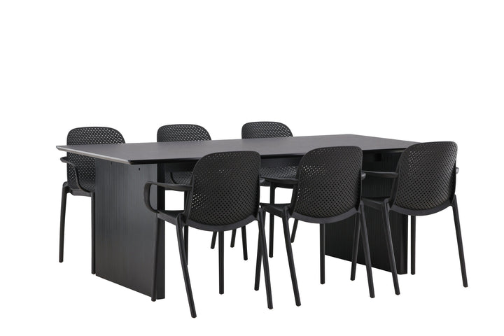 Venture Home Vail Dining Table - Black / Smoked Black MDF +Baltimore Dining Chair - Black / Black Plastic _6