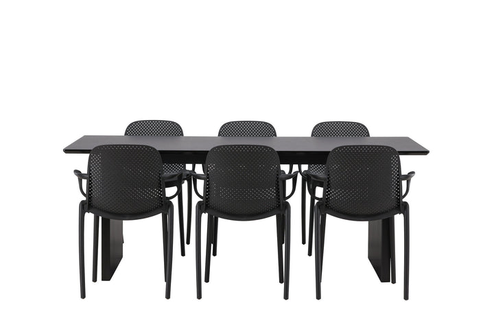 Venture Home Vail Dining Table - Black / Smoked Black MDF +Baltimore Dining Chair - Black / Black Plastic _6