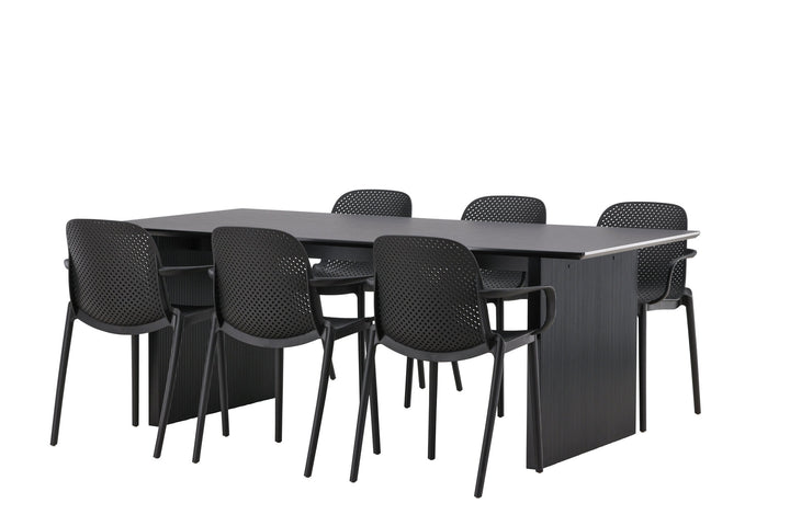 Venture Home Vail Dining Table - Black / Smoked Black MDF +Baltimore Dining Chair - Black / Black Plastic _6