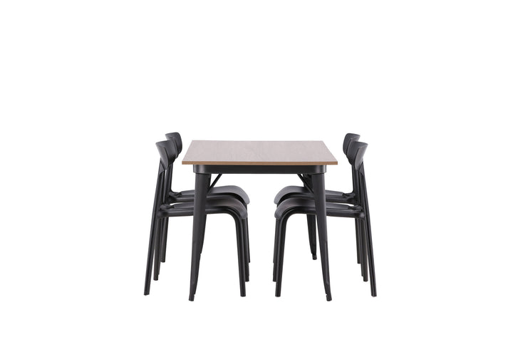 Venture Home Tempe Dining Table - Black / Walnut MDF +Ursholmen Dining Chair - Black Polypropylene _4