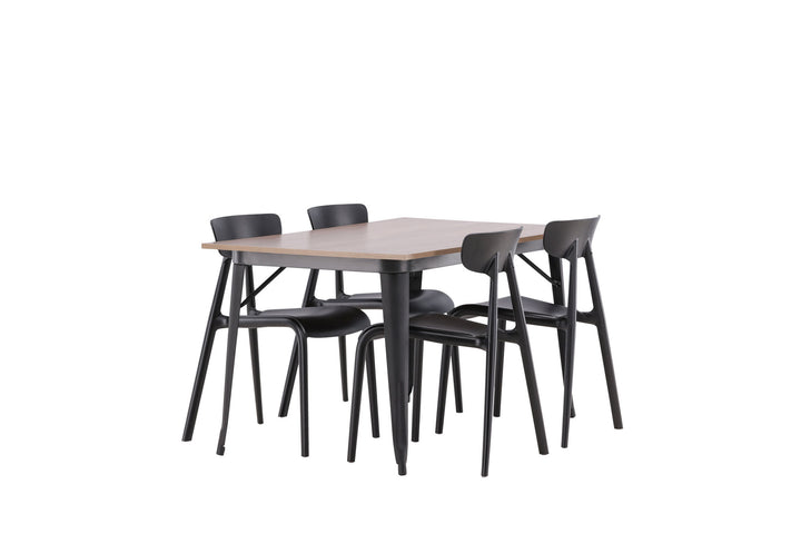 Venture Home Tempe Dining Table - Black / Walnut MDF +Ursholmen Dining Chair - Black Polypropylene _4