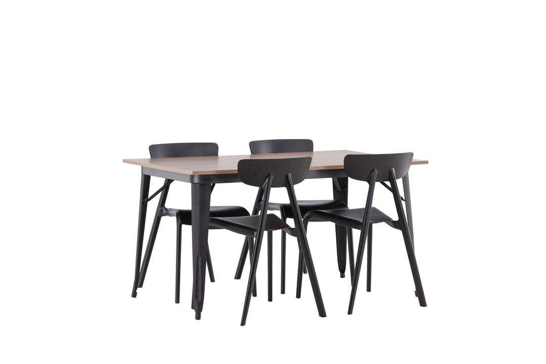 Venture Home Tempe Dining Table - Black / Walnut MDF +Ursholmen Dining Chair - Black Polypropylene _4