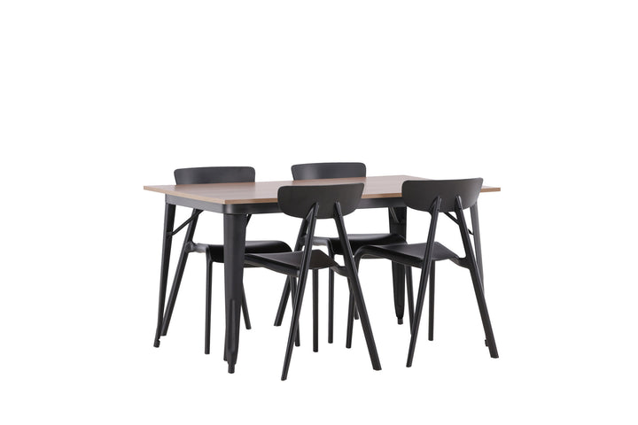 Venture Home Tempe Dining Table - Black / Walnut MDF +Ursholmen Dining Chair - Black Polypropylene _4