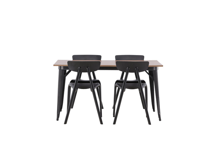 Venture Home Tempe Dining Table - Black / Walnut MDF +Ursholmen Dining Chair - Black Polypropylene _4
