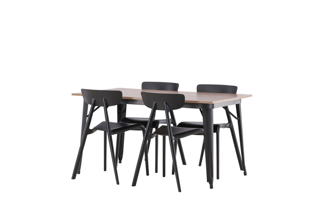 Venture Home Tempe Dining Table - Black / Walnut MDF +Ursholmen Dining Chair - Black Polypropylene _4