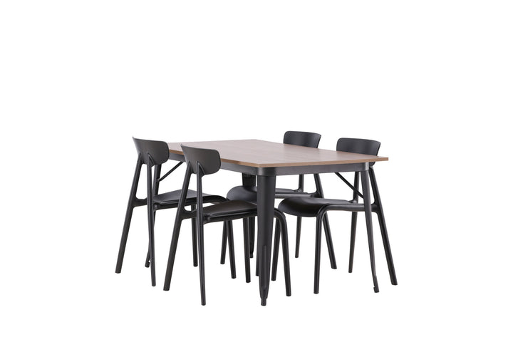 Venture Home Tempe Dining Table - Black / Walnut MDF +Ursholmen Dining Chair - Black Polypropylene _4
