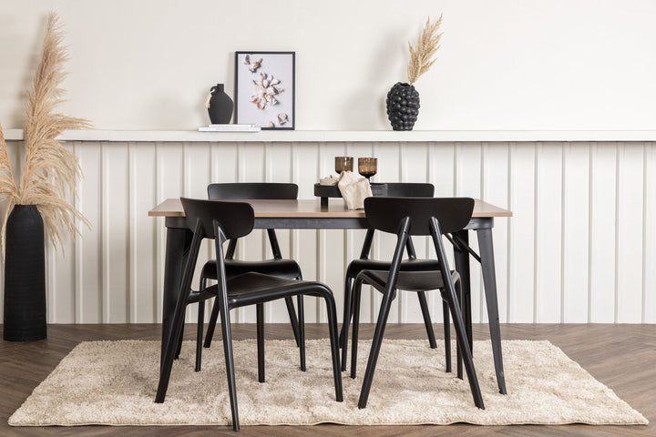 Venture Home Tempe Dining Table - Black / Walnut MDF +Ursholmen Dining Chair - Black Polypropylene _4