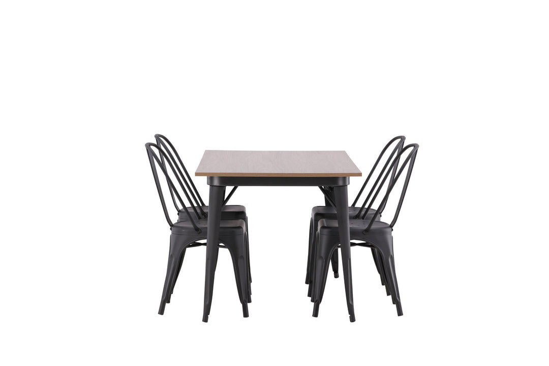 Venture Home Tempe Dining Table - Black / Walnut MDF +Tempe Dining Chair - Matte black / Metal _4