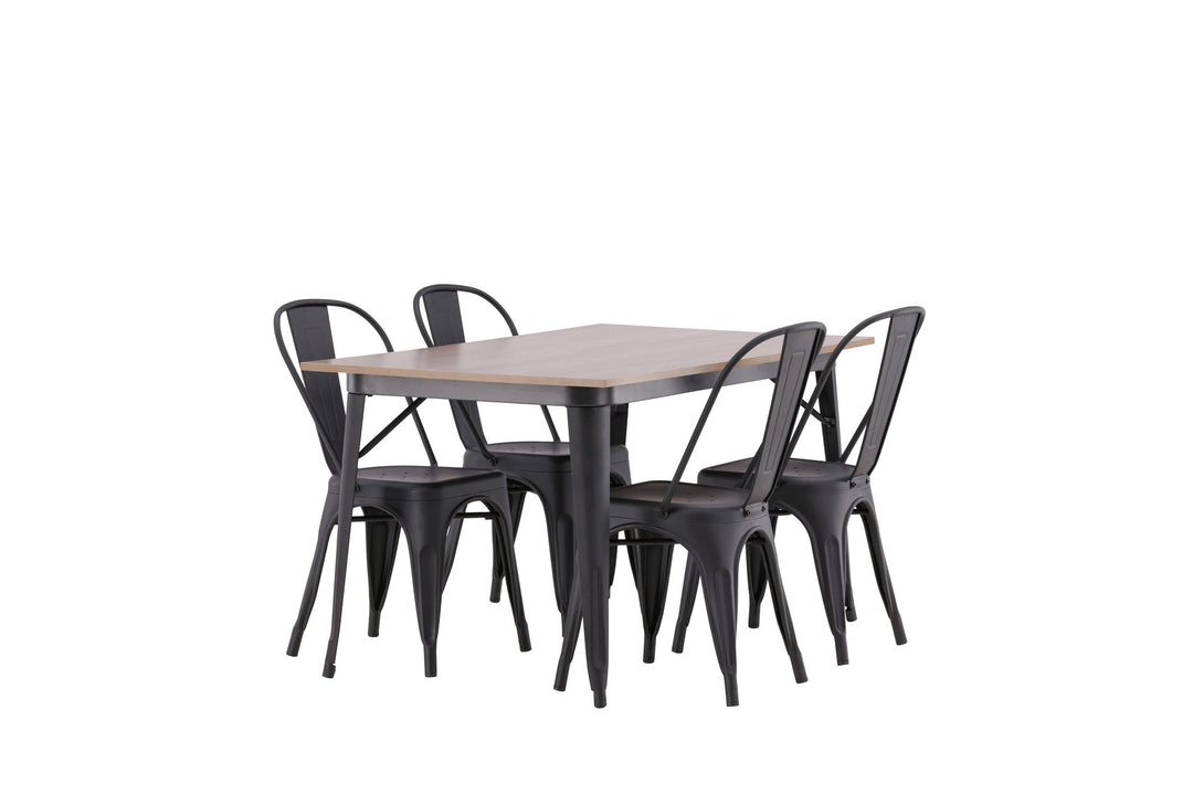 Venture Home Tempe Dining Table - Black / Walnut MDF +Tempe Dining Chair - Matte black / Metal _4