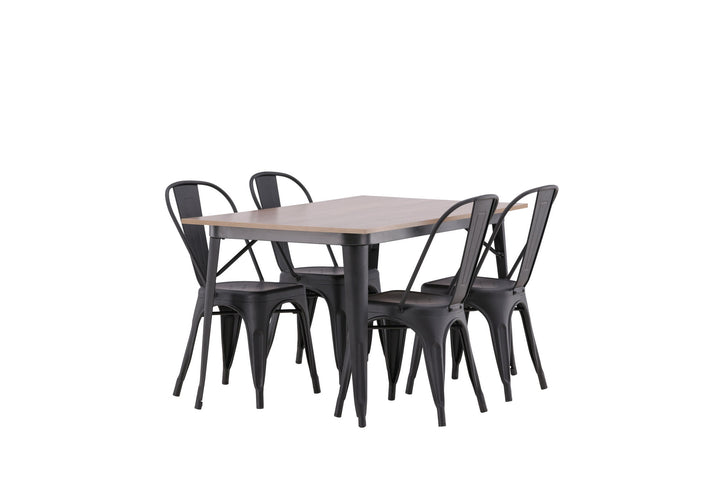 Venture Home Tempe Dining Table - Black / Walnut MDF +Tempe Dining Chair - Matte black / Metal _4
