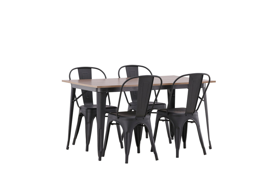 Venture Home Tempe Dining Table - Black / Walnut MDF +Tempe Dining Chair - Matte black / Metal _4