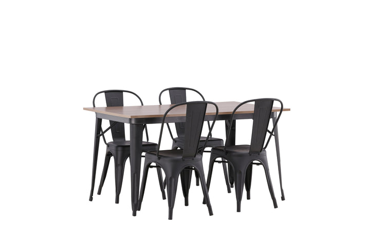 Venture Home Tempe Dining Table - Black / Walnut MDF +Tempe Dining Chair - Matte black / Metal _4