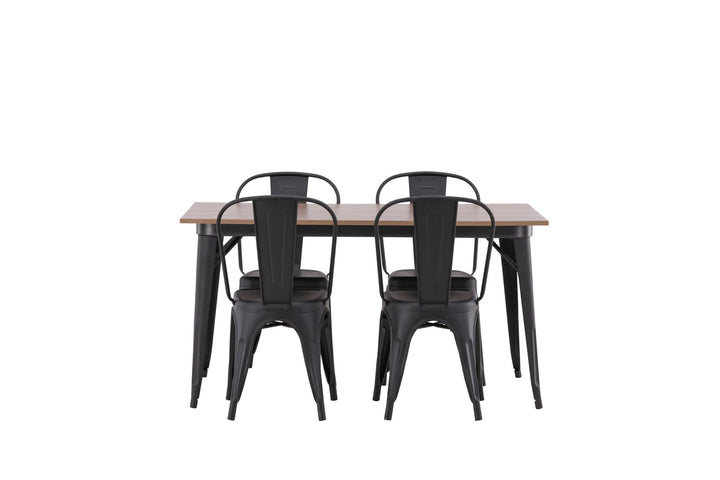 Venture Home Tempe Dining Table - Black / Walnut MDF +Tempe Dining Chair - Matte black / Metal _4