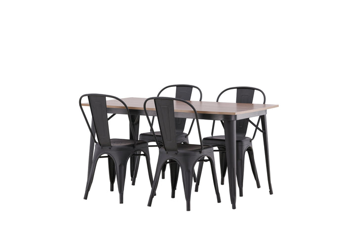 Venture Home Tempe Dining Table - Black / Walnut MDF +Tempe Dining Chair - Matte black / Metal _4