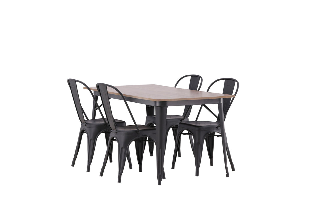 Venture Home Tempe Dining Table - Black / Walnut MDF +Tempe Dining Chair - Matte black / Metal _4