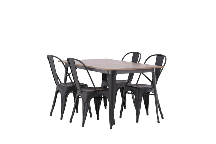 Venture Home Tempe Dining Table - Black / Walnut MDF +Tempe Dining Chair - Matte black / Metal _4