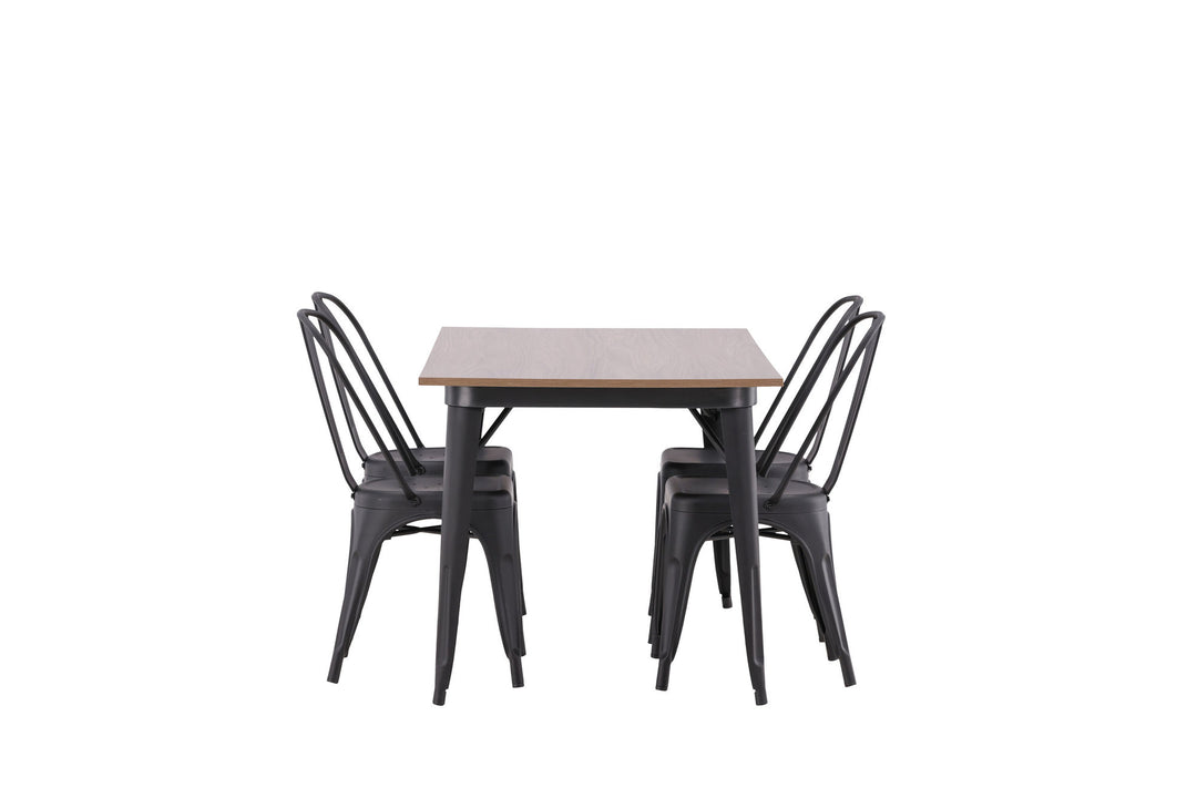 Venture Home Tempe Dining Table - Black / Walnut MDF +Tempe Dining Chair - Matte black / Metal _4