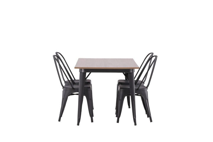 Venture Home Tempe Dining Table - Black / Walnut MDF +Tempe Dining Chair - Matte black / Metal _4