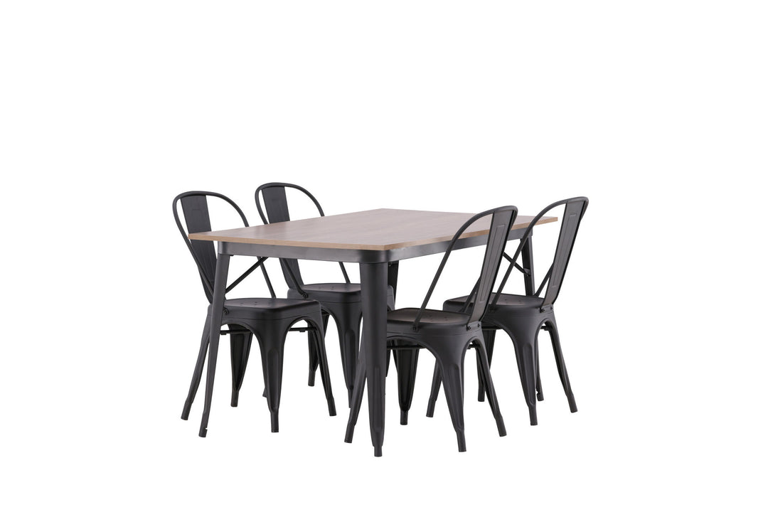 Venture Home Tempe Dining Table - Black / Walnut MDF +Tempe Dining Chair - Matte black / Metal _4