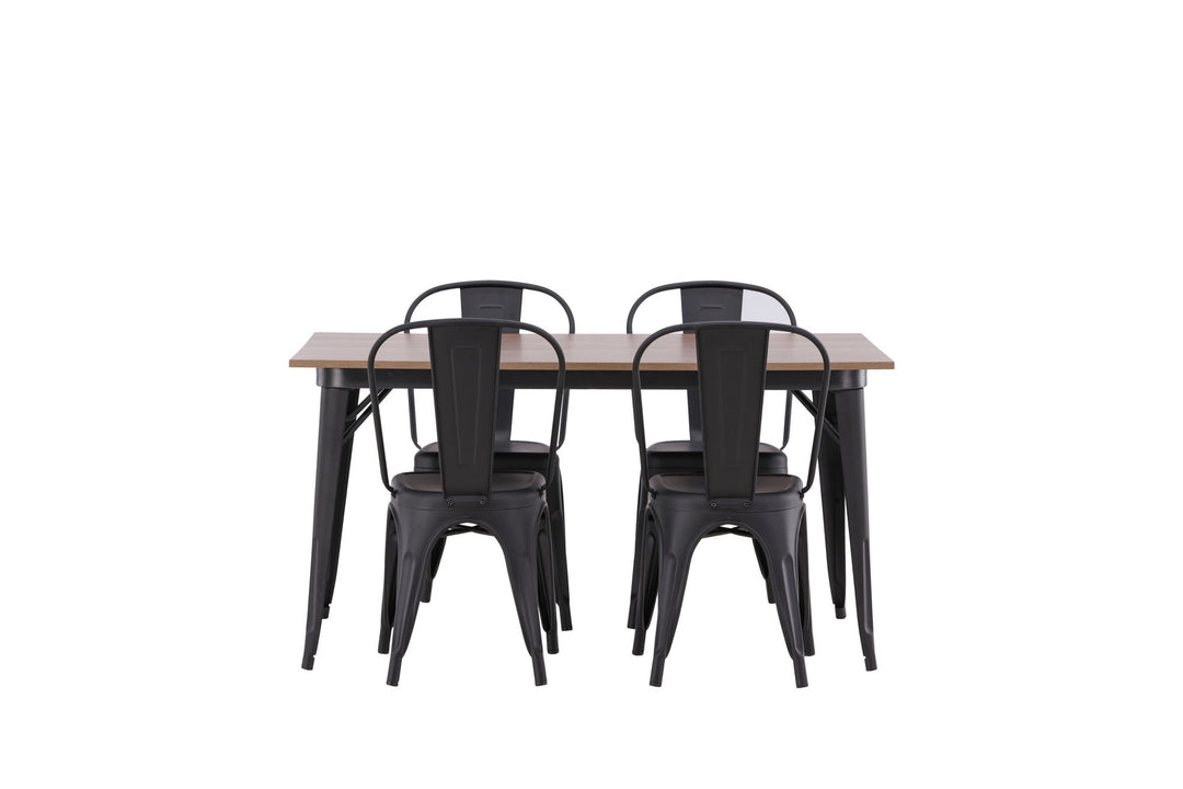 Venture Home Tempe Dining Table - Black / Walnut MDF +Tempe Dining Chair - Matte black / Metal _4