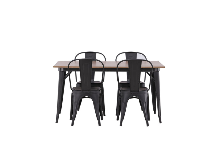 Venture Home Tempe Dining Table - Black / Walnut MDF +Tempe Dining Chair - Matte black / Metal _4