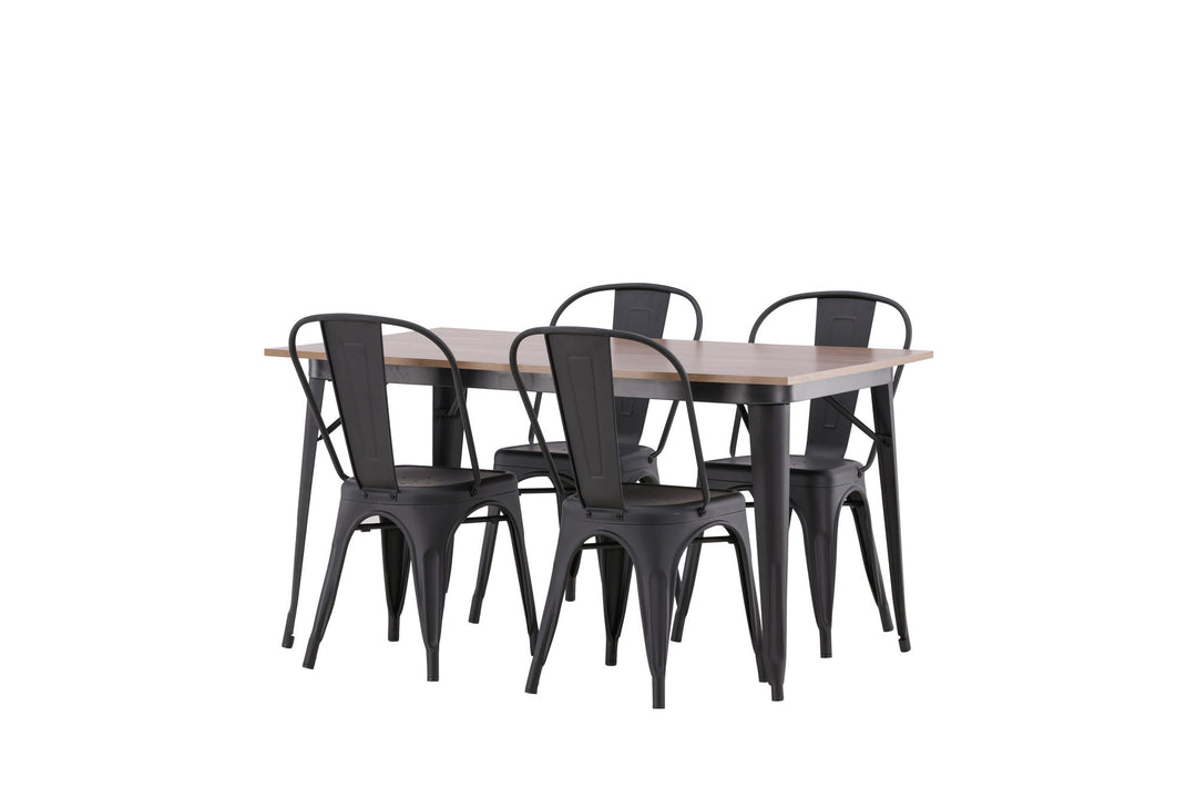 Venture Home Tempe Dining Table - Black / Walnut MDF +Tempe Dining Chair - Matte black / Metal _4
