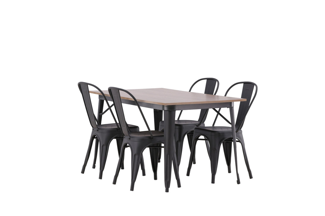 Venture Home Tempe Dining Table - Black / Walnut MDF +Tempe Dining Chair - Matte black / Metal _4