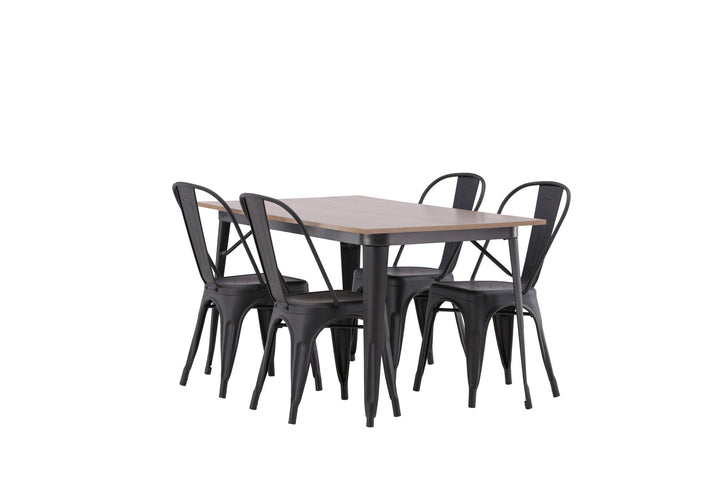 Venture Home Tempe Dining Table - Black / Walnut MDF +Tempe Dining Chair - Matte black / Metal _4