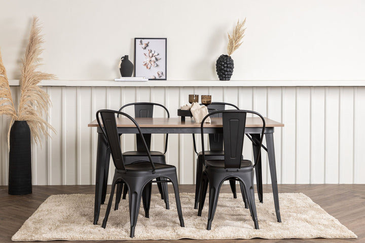 Venture Home Tempe Dining Table - Black / Walnut MDF +Tempe Dining Chair - Matte black / Metal _4