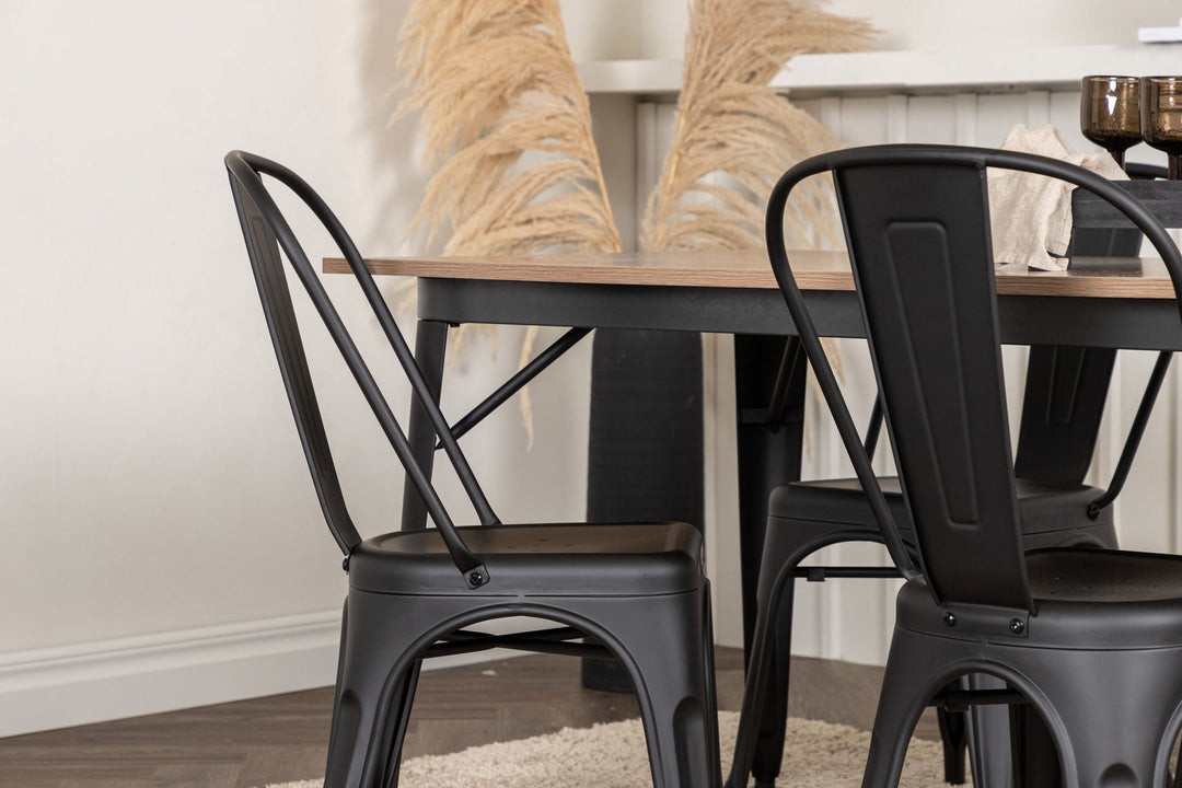 Venture Home Tempe Dining Table - Black / Walnut MDF +Tempe Dining Chair - Matte black / Metal _4