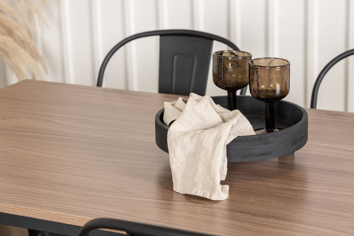 Venture Home Tempe Dining Table - Black / Walnut MDF +Tempe Dining Chair - Matte black / Metal _4