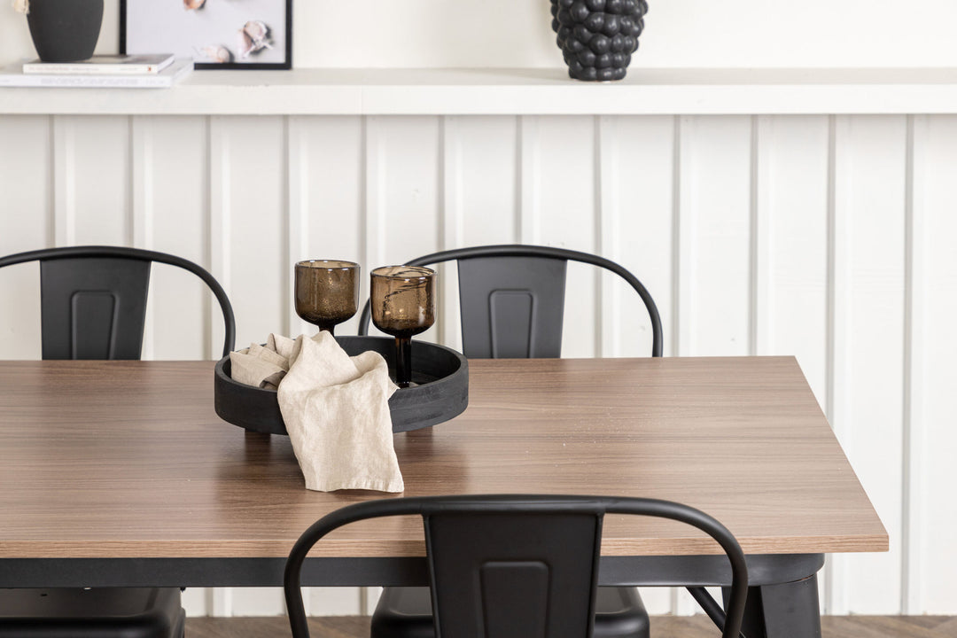 Venture Home Tempe Dining Table - Black / Walnut MDF +Tempe Dining Chair - Matte black / Metal _4