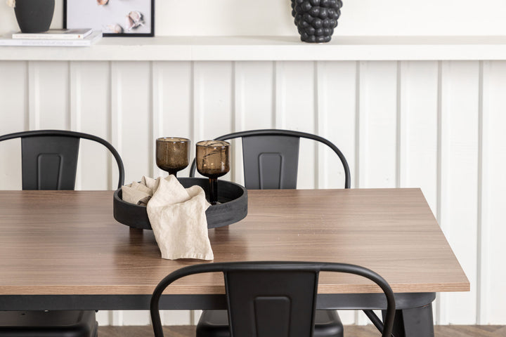 Venture Home Tempe Dining Table - Black / Walnut MDF +Tempe Dining Chair - Matte black / Metal _4