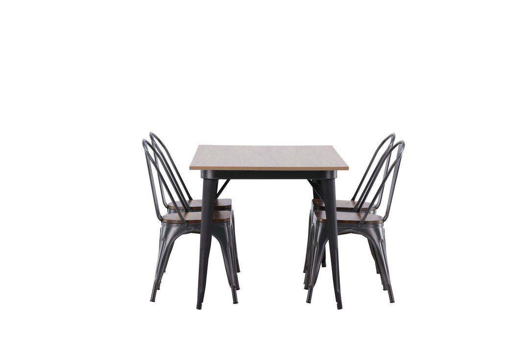 Venture Home Tempe Dining Table - Black / Walnut MDF +Tempe Dining Chair - Dark grey / Dark Brown MDF _4