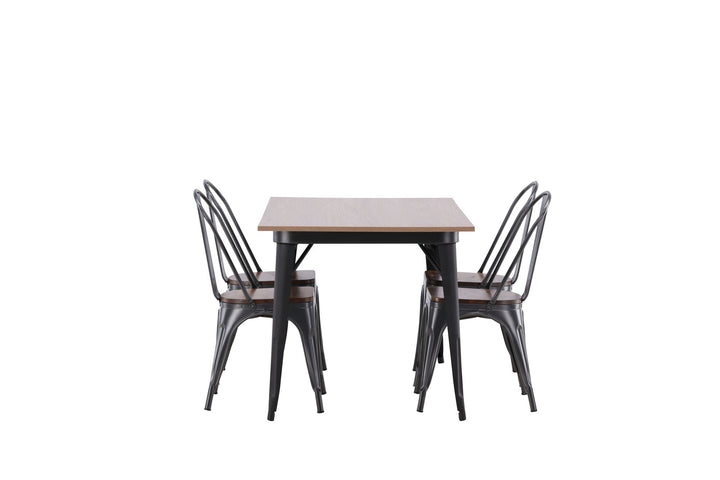 Venture Home Tempe Dining Table - Black / Walnut MDF +Tempe Dining Chair - Dark grey / Dark Brown MDF _4