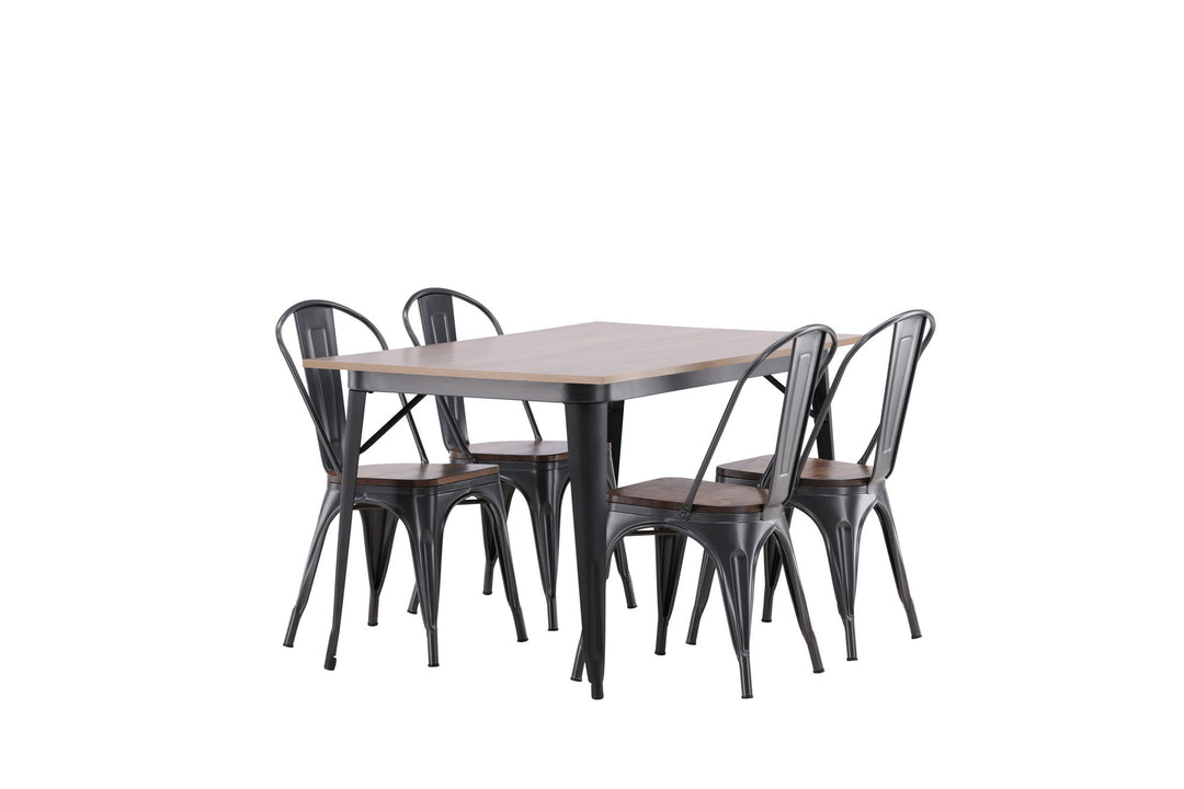 Venture Home Tempe Dining Table - Black / Walnut MDF +Tempe Dining Chair - Dark grey / Dark Brown MDF _4