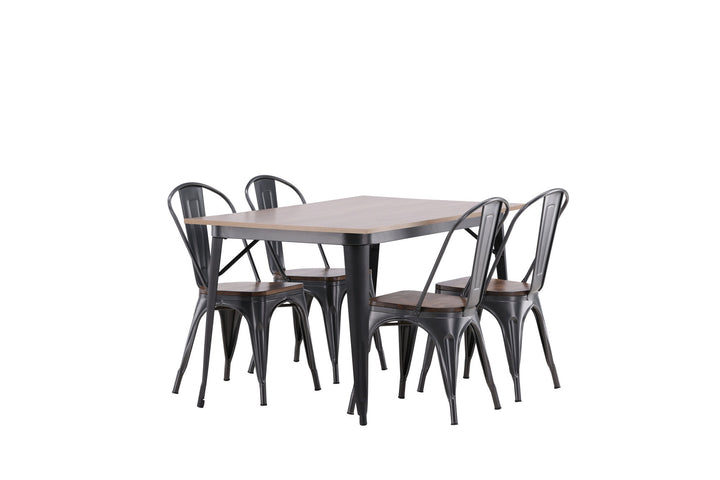 Venture Home Tempe Dining Table - Black / Walnut MDF +Tempe Dining Chair - Dark grey / Dark Brown MDF _4