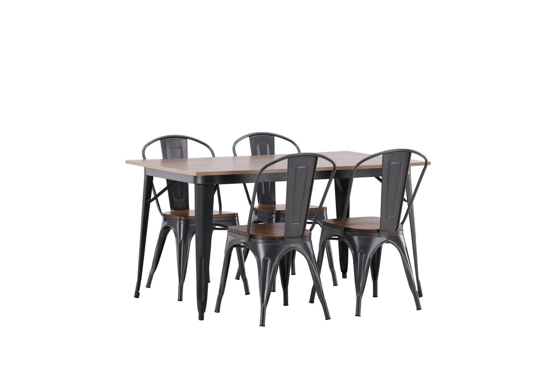 Venture Home Tempe Dining Table - Black / Walnut MDF +Tempe Dining Chair - Dark grey / Dark Brown MDF _4
